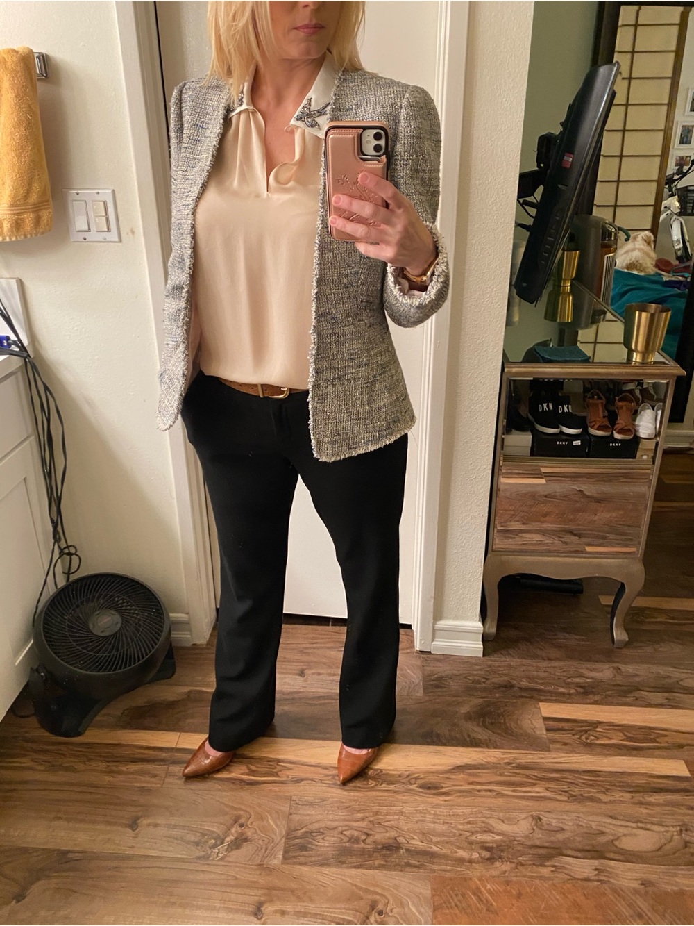 Rebecca Taylor Textured Open-Front Tweed Jacket in Light Gray and Navy - Picture 12 of 12